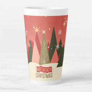Tasse Latte Arbre de Noël rétro/vintage joyeux