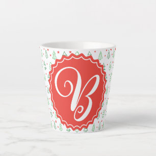 Tasse Latte Arbre de Noël rouge et vert