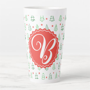 Tasse Latte Arbre de Noël rouge et vert