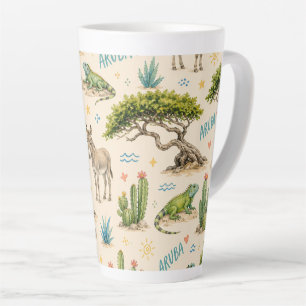 Tasse Latte Arbre divi d'Aruba, âne, iguane, cactus