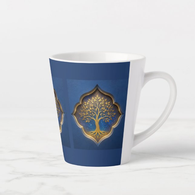 Tasse Latte Arbre doré dans un cadre céleste cadeau (Droite)