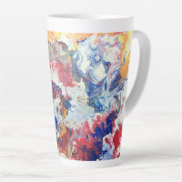 Arbre en fleurs rouge abstrait bleu bleu jaune Fle