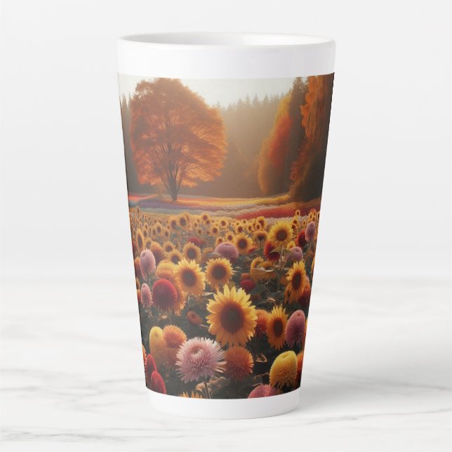 Tasse Latte Arbres d'automne/terrain avec maman (Devant)