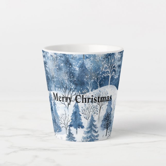 Tasse Latte Arbres de Noël Blue White Mountain (Devant)