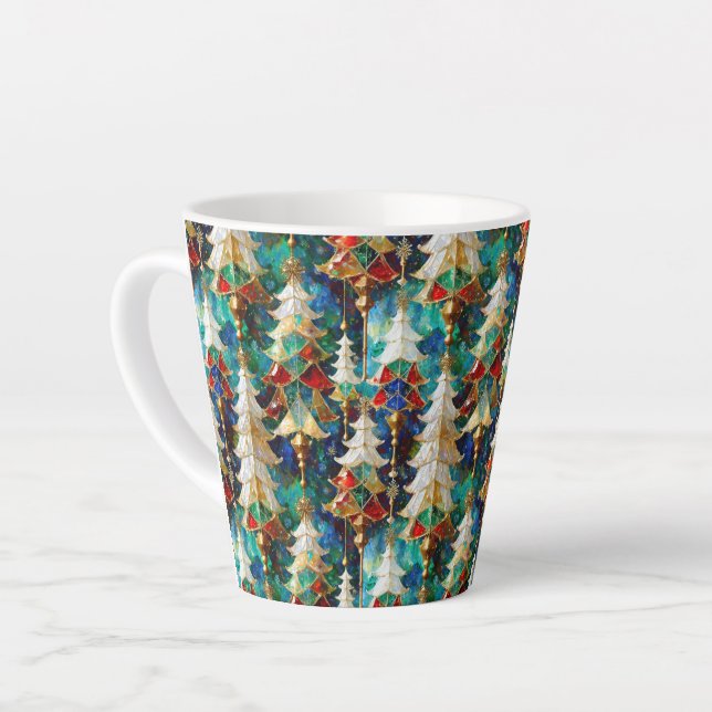 Tasse Latte Arbres de Noël en verre coloré (Angle gauche)