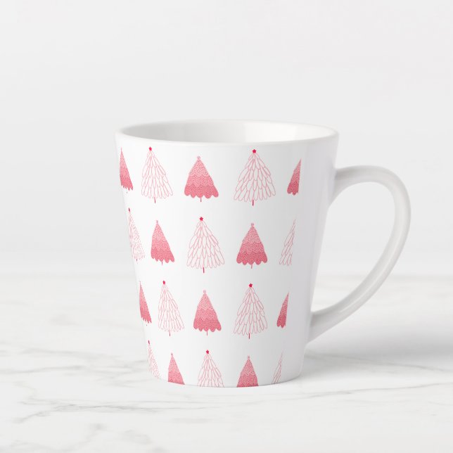 Tasse Latte Arbres de Noël roses (Droite)