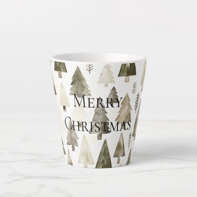 Tasse Latte Arbres de Noël verts (Devant)