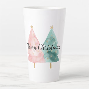 Tasse Latte Arbres de Noël verts roses