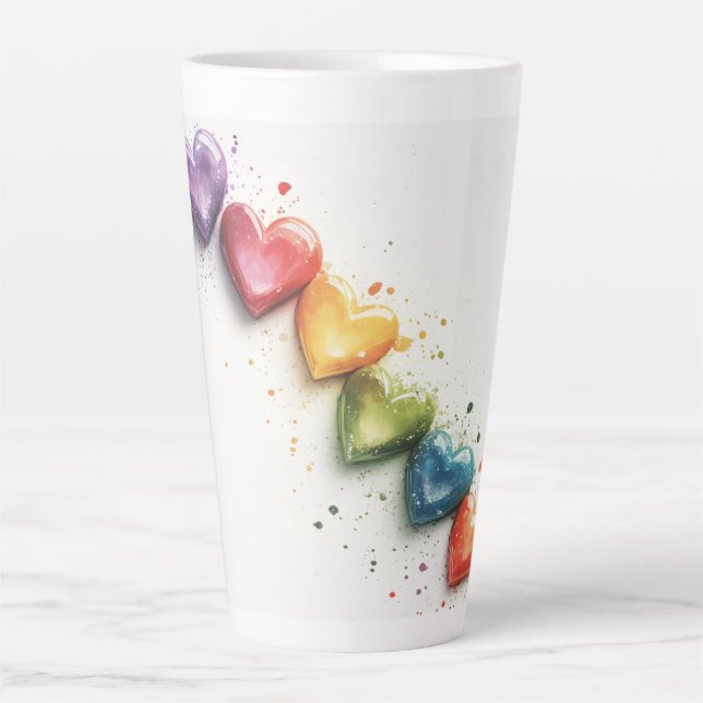 Tasse Latte Arc-en-ciel Aquarelle Art numérique (Devant)