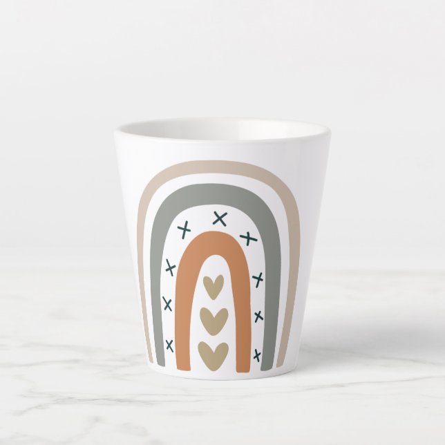 Tasse Latte Arc-en-ciel beige gris moderne blanc (Devant)
