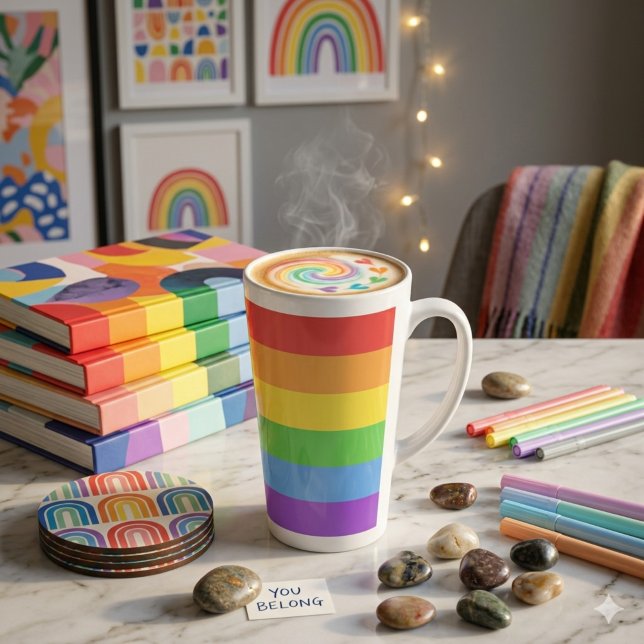Tasse Latte Arc-en-ciel de la fierté (Créateur téléchargé)