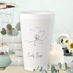 Tasse Latte Ardoise gris botanique minimaliste zen en ivoire