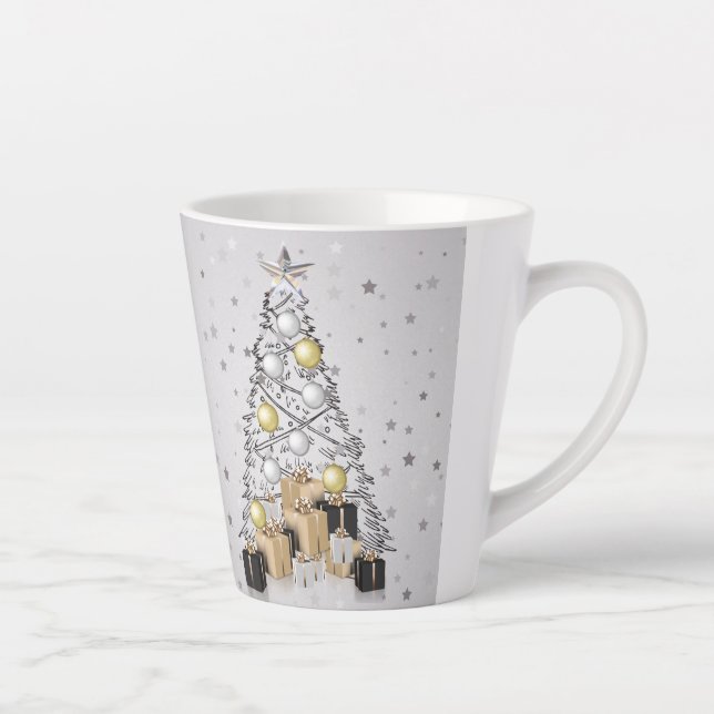 Tasse Latte Argent Gold et Arbre de Noël Noir (Droite)