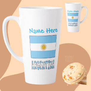 Tasse Latte Argentine Drapeau Argentin Nom Personnalisé Grande