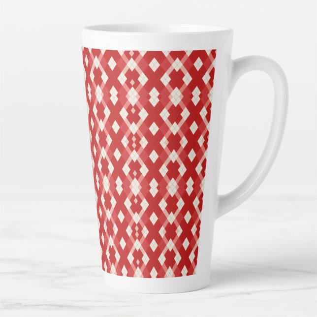 Tasse Latte Argyle, red white pink Valentine's day  (Droite)