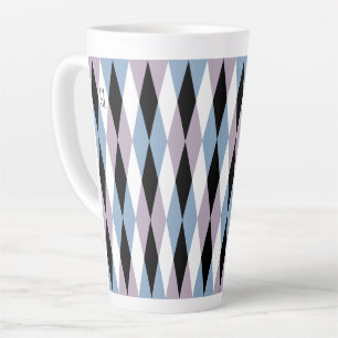 Tasse Latte Arlequin Diamond Motif - Bleu et Dusty Lilac