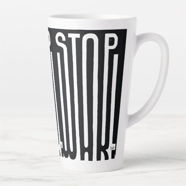 Tasse Latte Arrêter la guerre Motif noir et blanc (Droite)