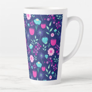 Tasse Latte Arrière - plan à motif floral mignon