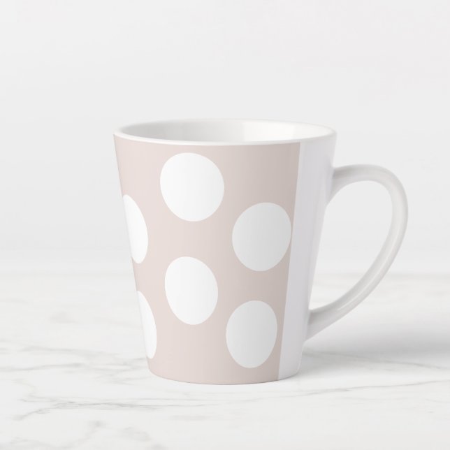 Tasse Latte Arrière - plan beige avec cercles blancs. Point Po (Droite)