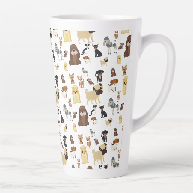 Tasse Latte arrière - plan blanc chien motif (Droite)