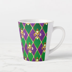 Tasse Latte Arrière - plan de bijoux Mardi Gras