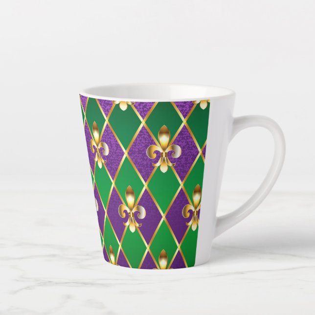 Tasse Latte Arrière - plan de bijoux Mardi Gras (Droite)