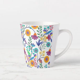 Tasse Latte Arrière - plan floral exotique coloré Motif-23145