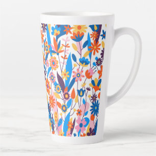 Tasse Latte Arrière - plan Floral Exotique Multicolore