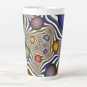 Tasse Latte Art abstrait fractal moderne coloré en vol