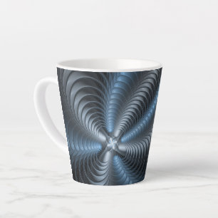Tasse Latte Art abstrait moderne fractal bleu gris plastique 3
