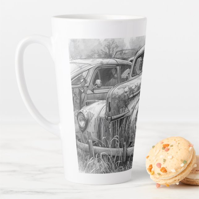 TASSE LATTE ART AUTOMOBILE (En situation)