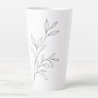 Tasse Latte Art botanique minimaliste en ligne noire