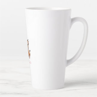 Tasse Latte 🐯Art de bébé tigre avec papillons roses -