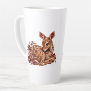 Tasse Latte Art de cerf rouge or luxueux