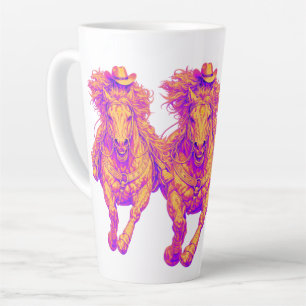 Tasse Latte Art de cow-girl néon Western Horse