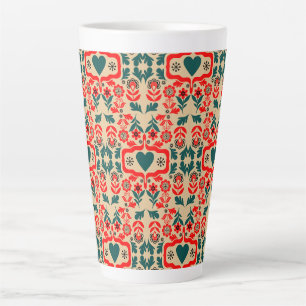 Tasse Latte Art de fleurs abstrait boho