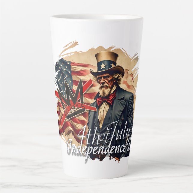 Tasse Latte Art de la fête de l'indépendance de l'oncle Sam sa (Devant)
