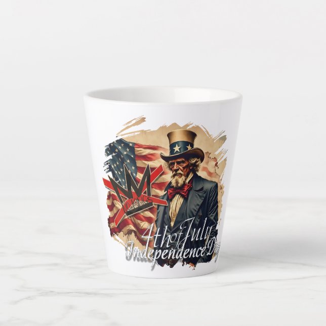 Tasse Latte Art de la fête de l'indépendance de l'oncle Sam sa (Devant)
