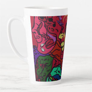 Tasse Latte Art de la galaxie lunaire abstraite