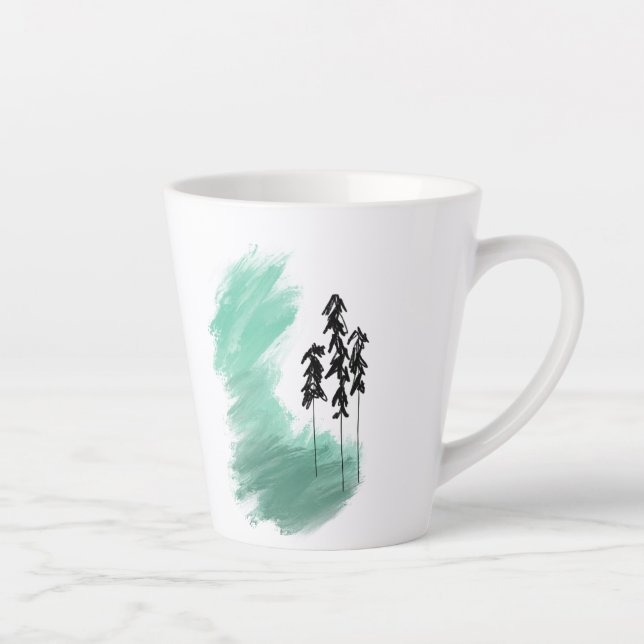 Tasse Latte art de l'arbre vert scandinave simple moderne ment (Droite)