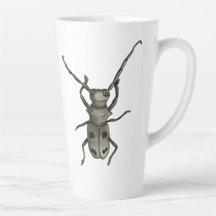 Tasse Latte Art de scarabée - Encre et aquarelle de style natu