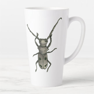 Tasse Latte Art de scarabée - Encre et aquarelle de style natu