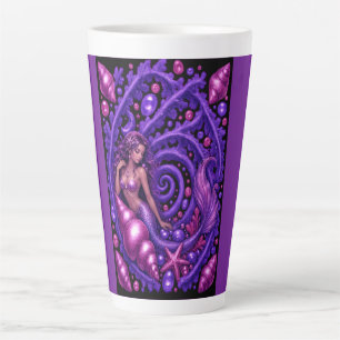 Tasse Latte Art Fantastique de Sirène Violette Mystique Océa