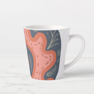 Tasse Latte Art floral botanique de récif de corail organique