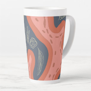 Tasse Latte Art floral botanique de récif de corail organique