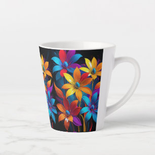 Tasse Latte Art floral coloré abstrait vibrant-32908