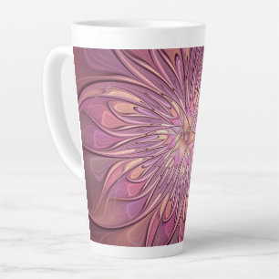 Tasse Latte Art floral fractal moderne abstrait couleurs de ba