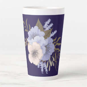 Tasse Latte Art floral rose vintage Fleurs botaniques rétro