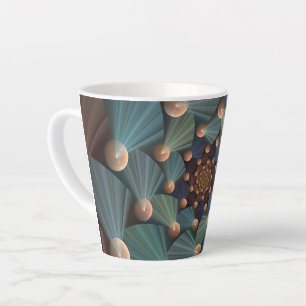 Tasse Latte Art Fractal Abstrait Avec Profondeur Bleu Brown Ar