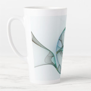 Tasse Latte Art fractal abstrait moderne bleu turquoise gris